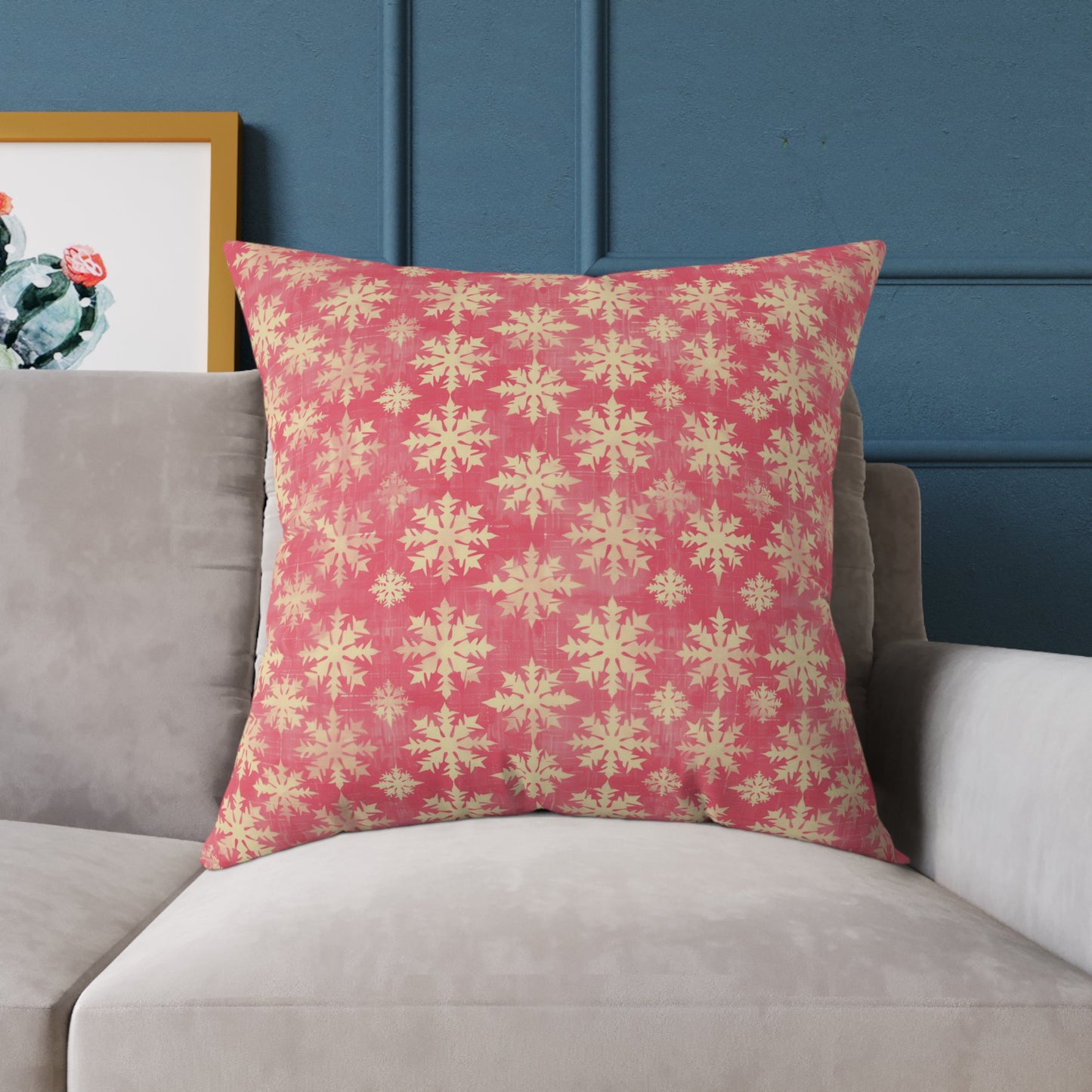 Boho Floral Square Pillow | Cozy Home Decor, Pink Cushion for Living Room, Bohemian Style, Gift for Her