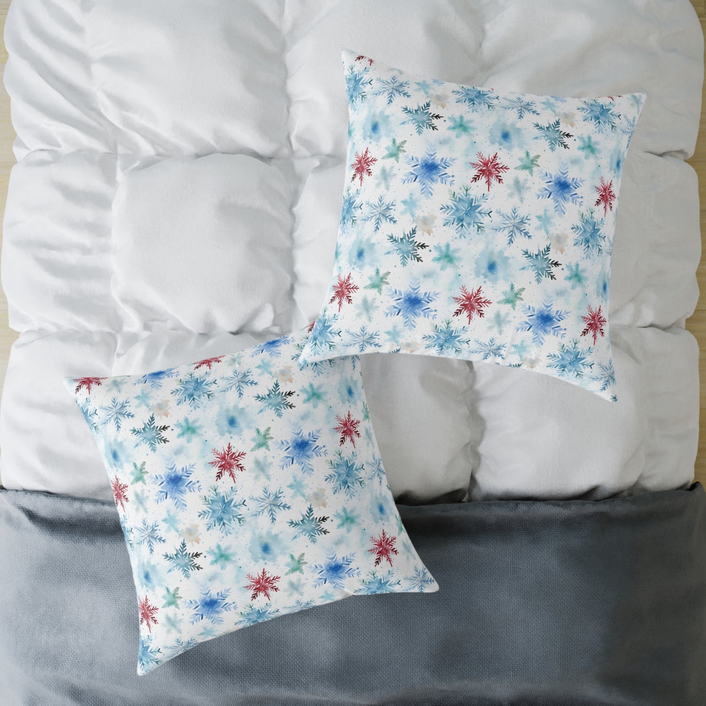 Square Pillow - Snowflake Christmas Winter Theme