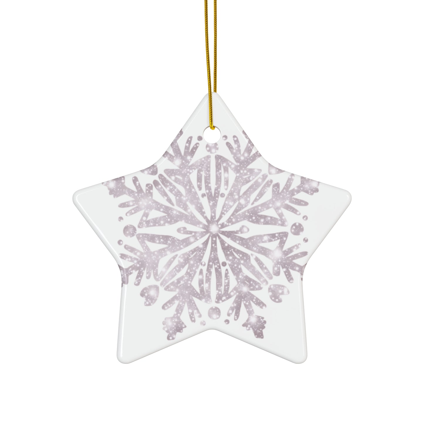 Ceramic Star Ornament - Snowflake Design, Winter Decor, Holiday Decoration, Gift for Christmas, Tree Ornament, Seasonal Decor