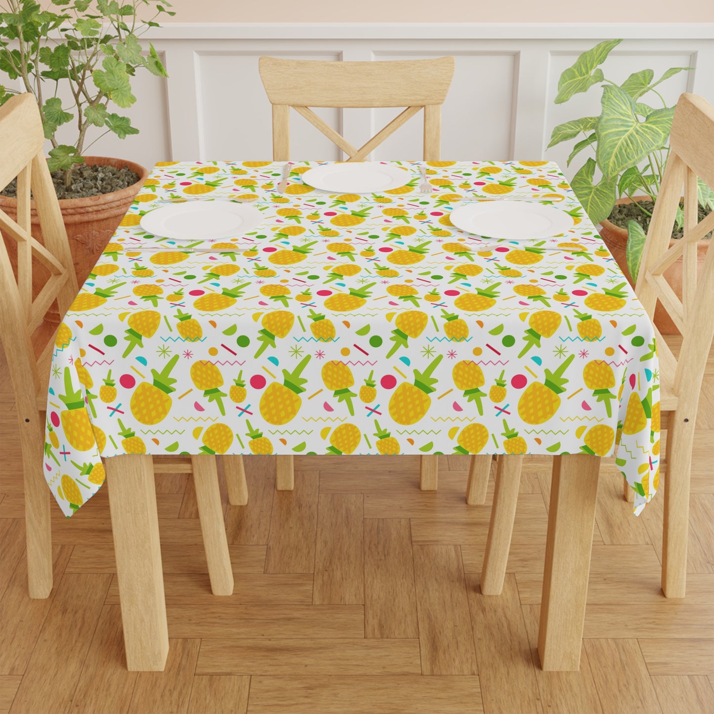 Bright Pineapple Tablecloth for Summer Gatherings, Tropical Decor, Dining Room Accent, Birthday Party Table Cover, Kitchen Tablecloth
