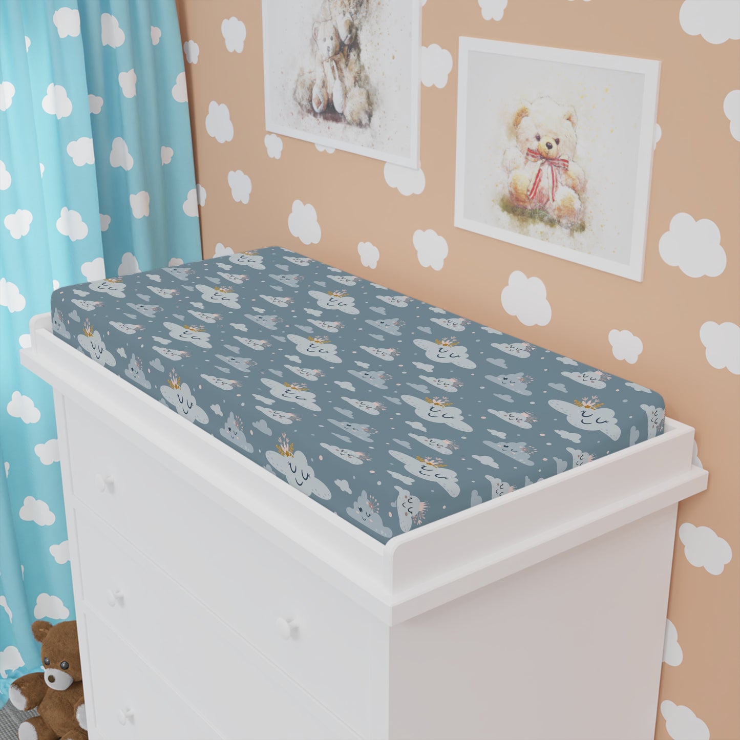 Cute Cloud Baby Changing Pad Cover, Whimsical Baby Changing Pad Cover, Baby Shower Gift, Nursery Decor, Soft Cute Patterns, Gender Neutral Baby Essentials
