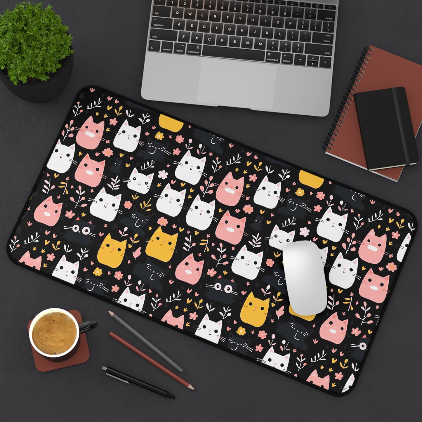 Cute Cat Desk Mat for Home Office, Cat Lover Gift, Animal Themed Desk Accessory, Mouse Pad, Fun Office Decor