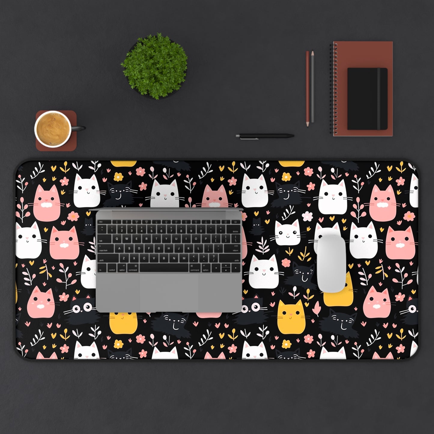 Cute Cat Desk Mat for Home Office, Cat Lover Gift, Animal Themed Desk Accessory, Mouse Pad, Fun Office Decor