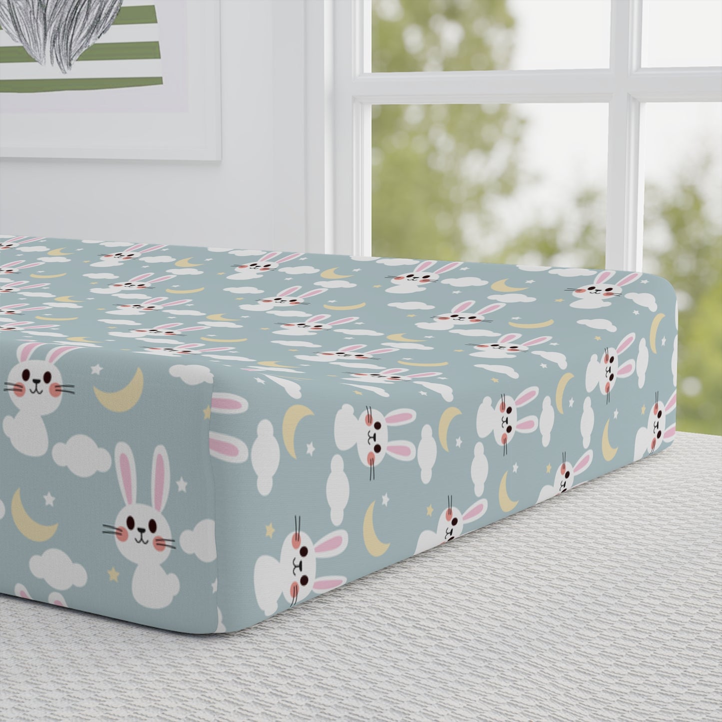Cute Bunny Baby Changing Pad Cover - Adorable Nursery Accessory, Perfect Baby Shower Gift, Soft and Cozy