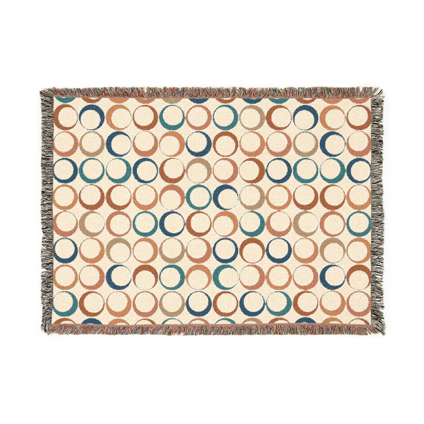 Cozy Woven Blanket, Bohemian Home Decor Throw, Circle Pattern Blanket, Boho Gift, Stylish Sofa Throw, Birthday and Holiday Gift