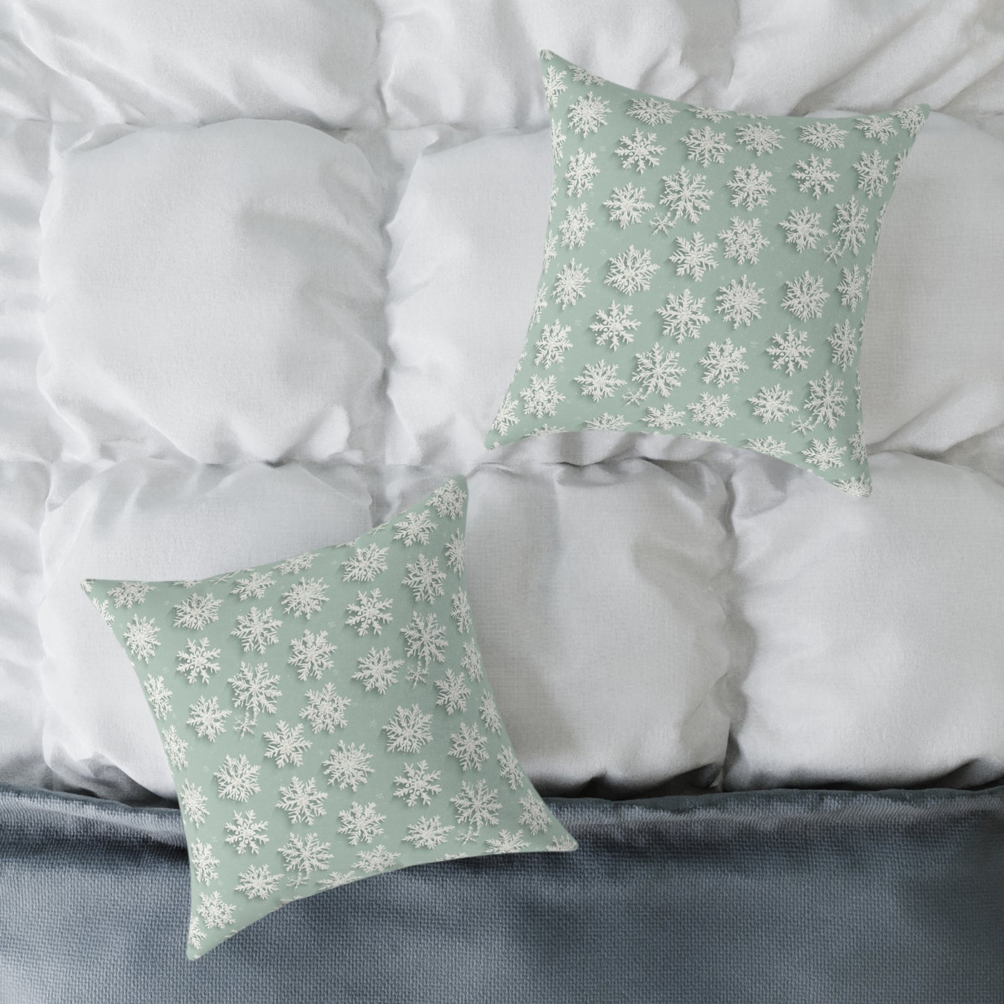 Winter Snowflake Decorative Pillow, Holiday Home Decor, Cozy Couch Cushion, Winter Celebration Gift, Snowy Pattern Pillow