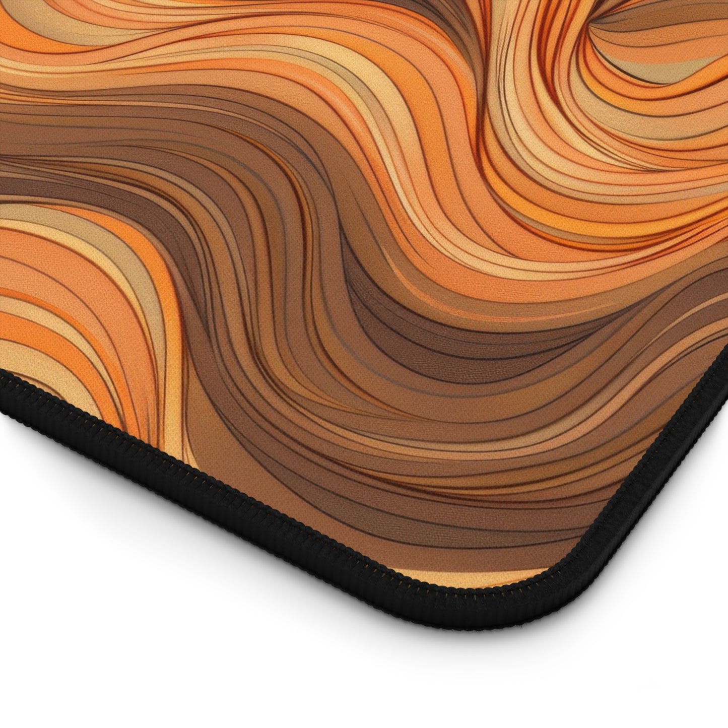 Stylish Orange and Brown Wavy Lines Desk Mat, Office Decor, Work From Home Essentials, Gift for Students, Modern Home Office Accents