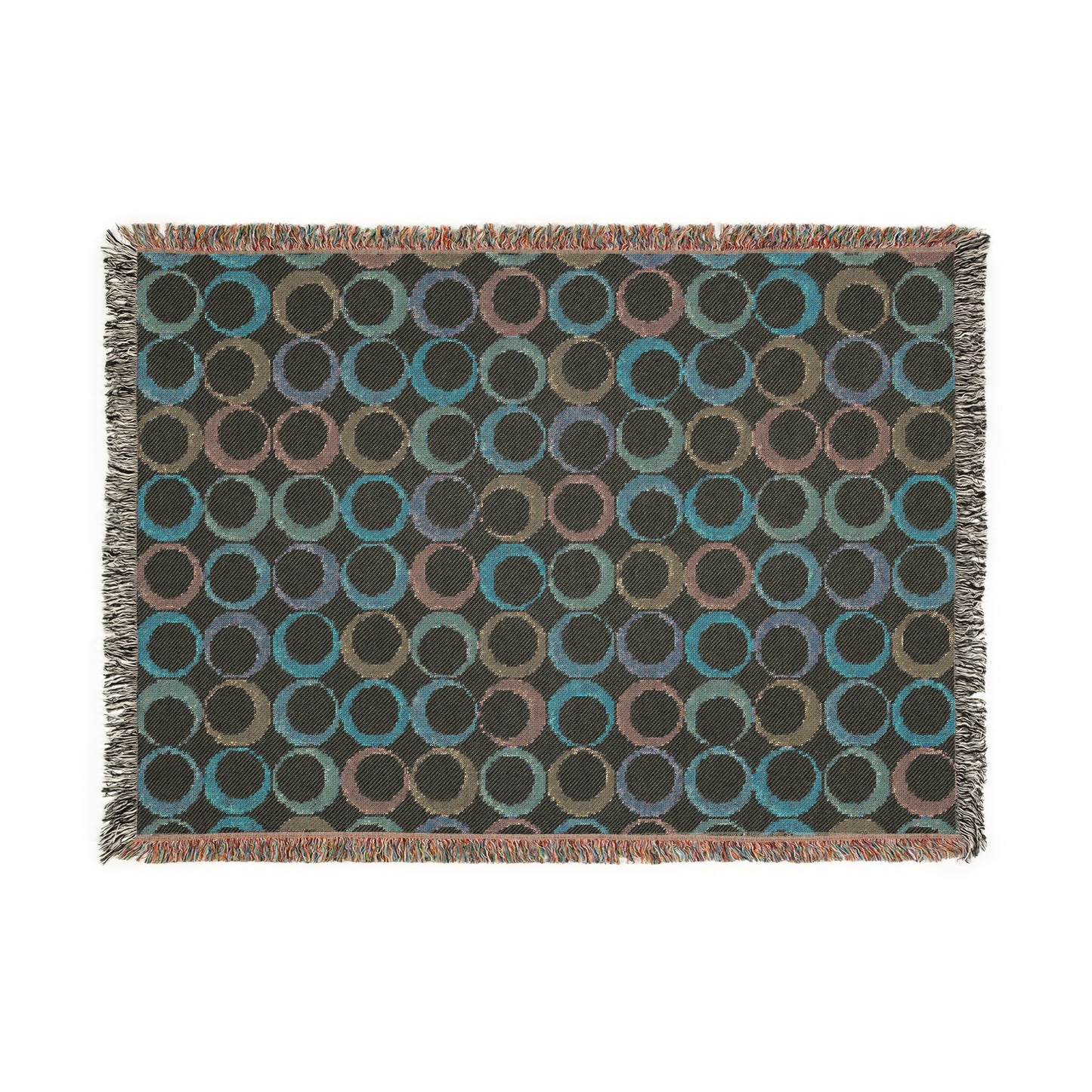 Cozy Woven Blanket, Bohemian Home Decor Throw, Circle Pattern Blanket, Boho Gift, Stylish Sofa Throw, Birthday and Holiday Gift