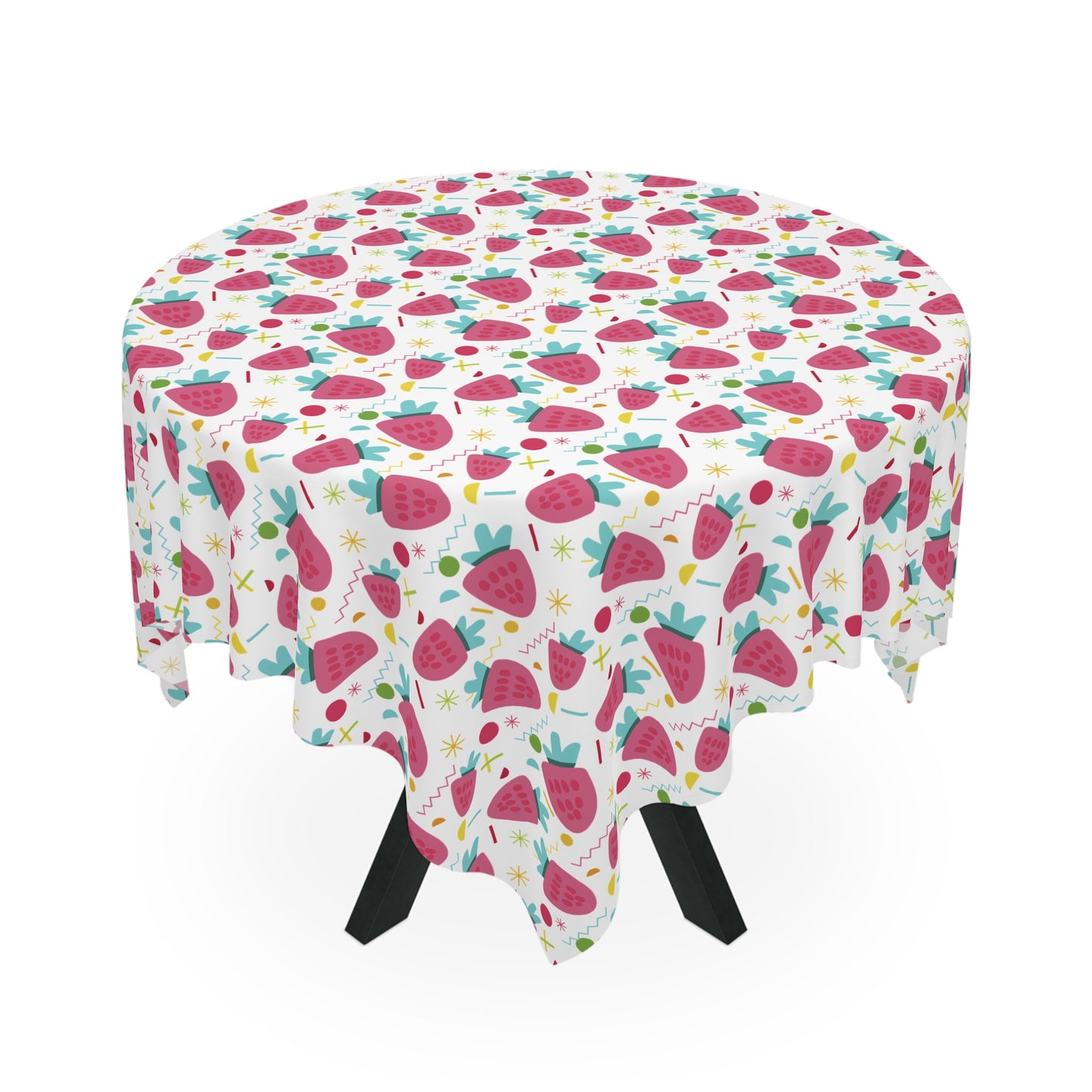 Strawberry Pattern Tablecloth, Picnic Decor, Kitchen Decor, Summer Party, Table Cover, Home Decor,Wrinkle Free Tablecloth, Foldable Tablecloth