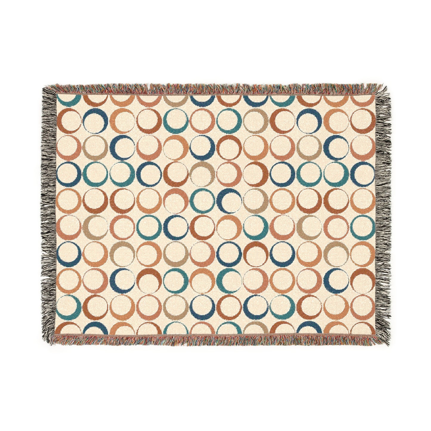 Cozy Woven Blanket, Bohemian Home Decor Throw, Circle Pattern Blanket, Boho Gift, Stylish Sofa Throw, Birthday and Holiday Gift