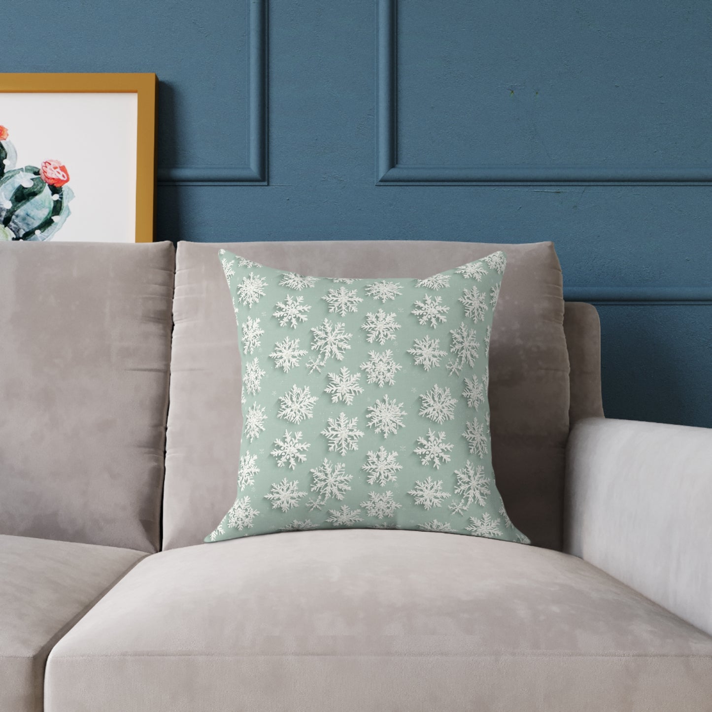 Winter Snowflake Decorative Pillow, Holiday Home Decor, Cozy Couch Cushion, Winter Celebration Gift, Snowy Pattern Pillow