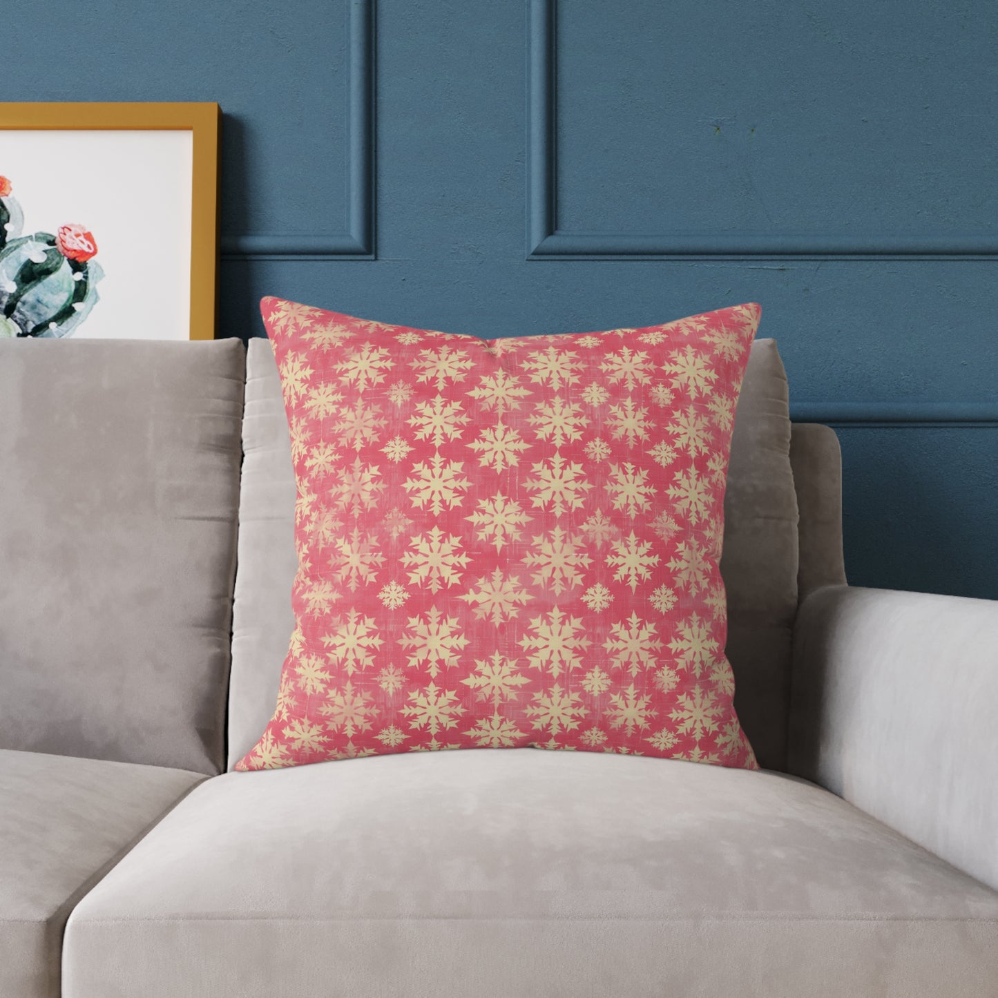 Boho Floral Square Pillow | Cozy Home Decor, Pink Cushion for Living Room, Bohemian Style, Gift for Her