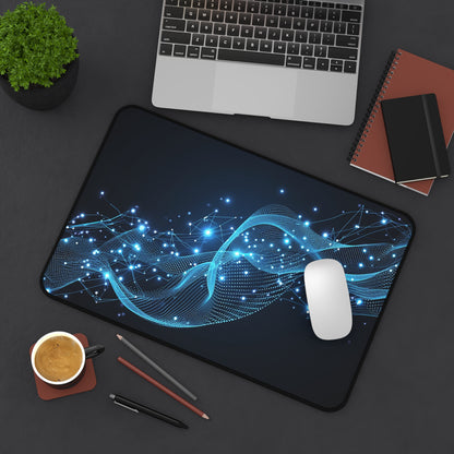 Blue Wave Desk Mat, Modern Office Decor, Gaming Mouse Pad, Stylish Workstation Accessory, Gift for Tech Lovers