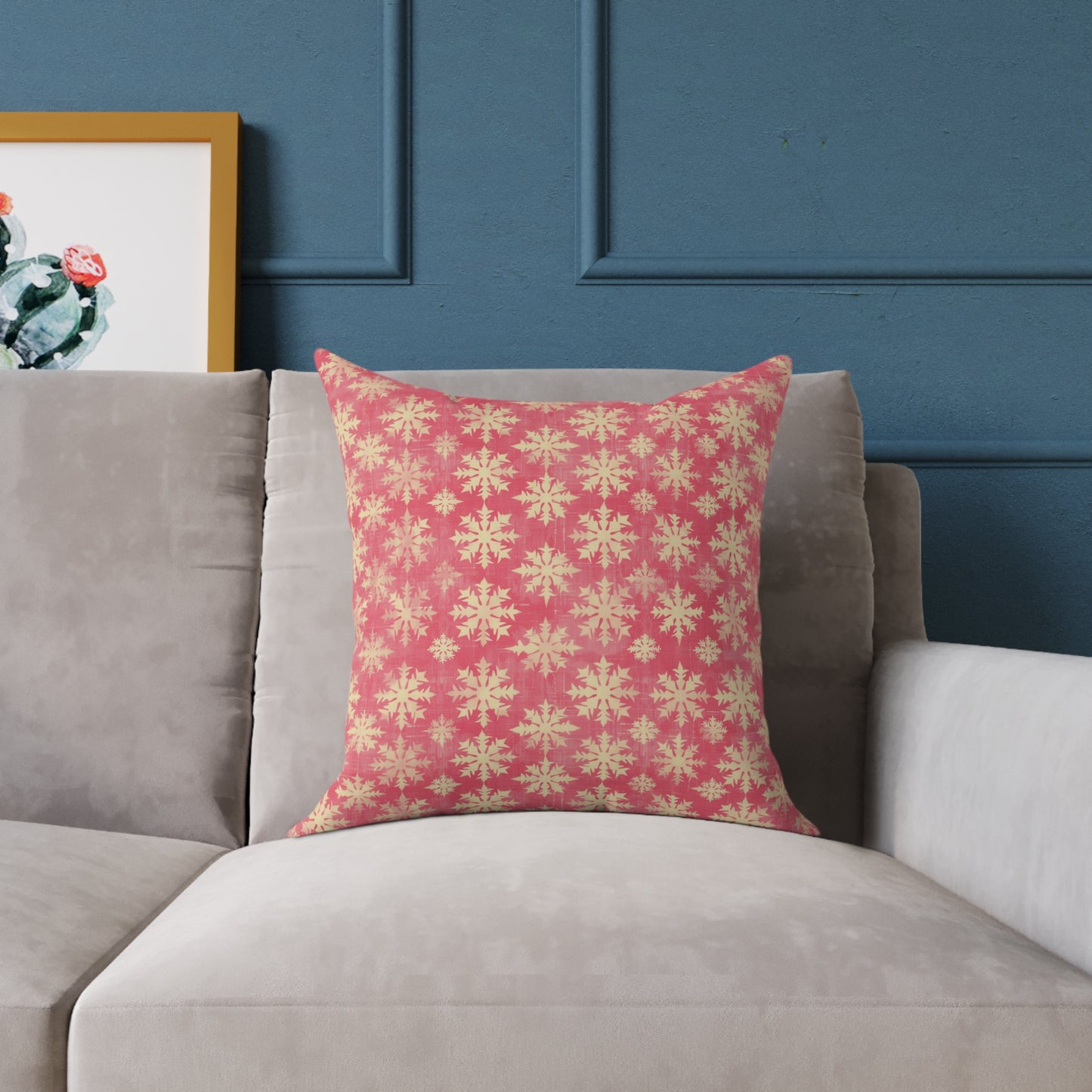 Boho Floral Square Pillow | Cozy Home Decor, Pink Cushion for Living Room, Bohemian Style, Gift for Her