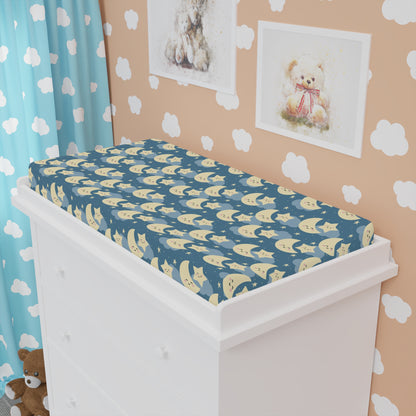 Moon and Stars Baby Changing Pad Cover -  Design, Nursery Essential, Baby Shower Gift, Soft Fabric Pad Cover, Night Sky Decor