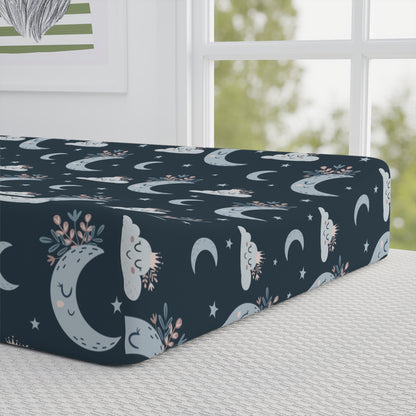 Moonlit Baby Changing Pad Cover, Nursery Decor, Baby Shower Gift, Floral Changing Table Accessory, Unique Baby Gift