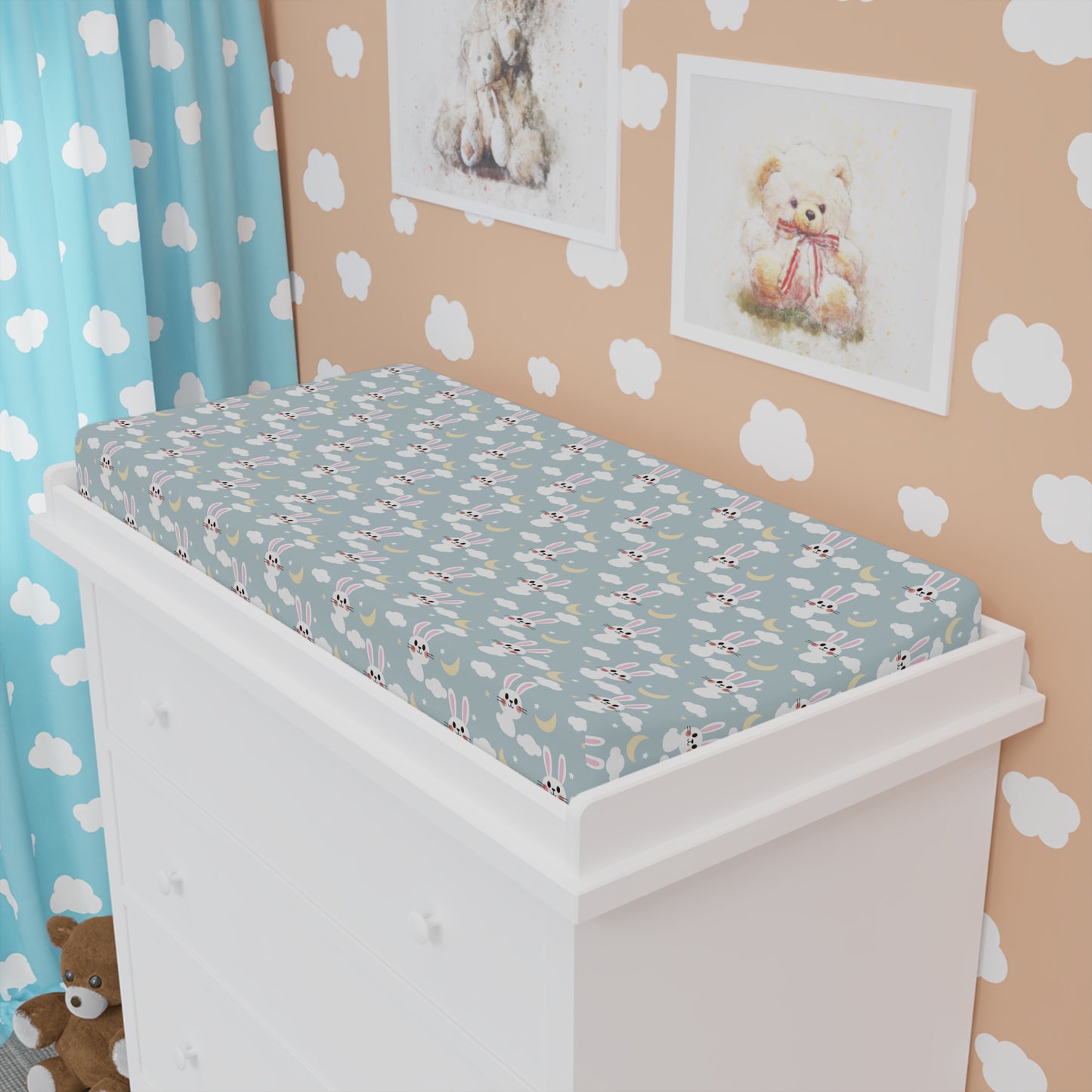 Cute Bunny Baby Changing Pad Cover - Adorable Nursery Accessory, Perfect Baby Shower Gift, Soft and Cozy