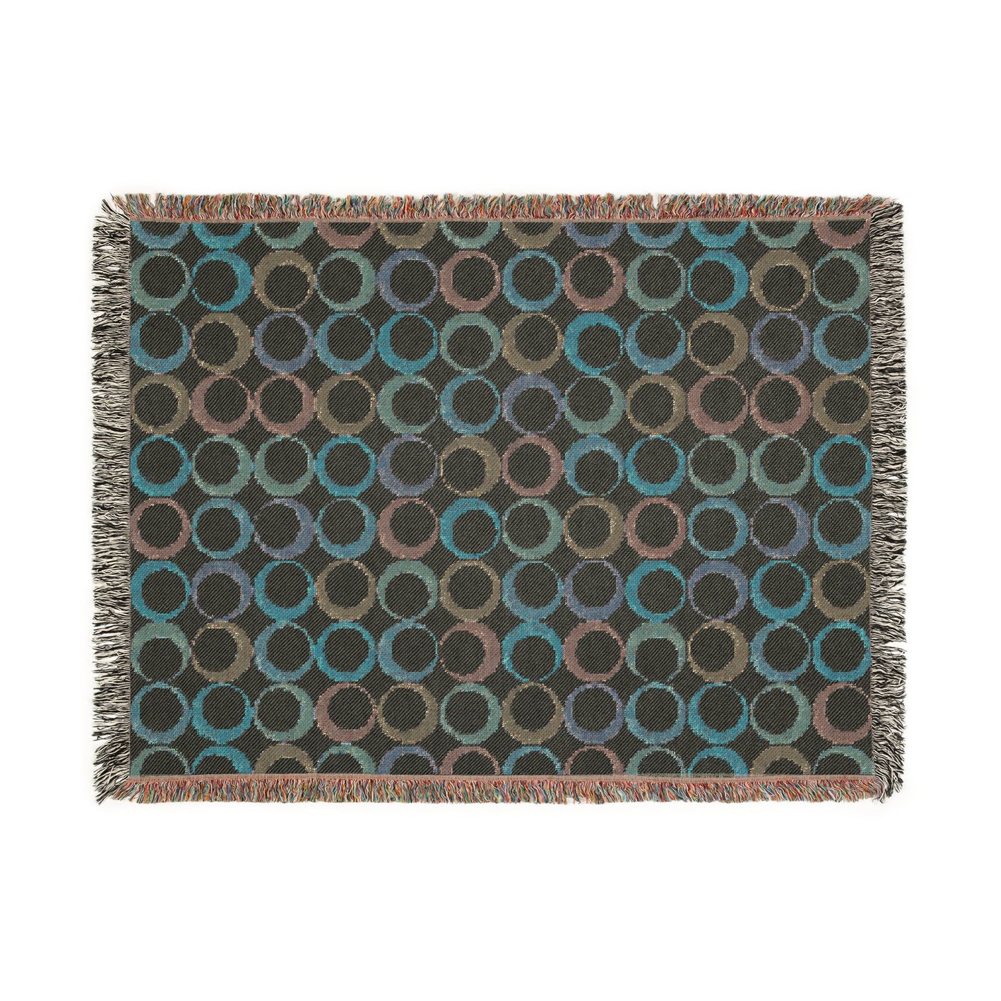 Cozy Woven Blanket, Bohemian Home Decor Throw, Circle Pattern Blanket, Boho Gift, Stylish Sofa Throw, Birthday and Holiday Gift