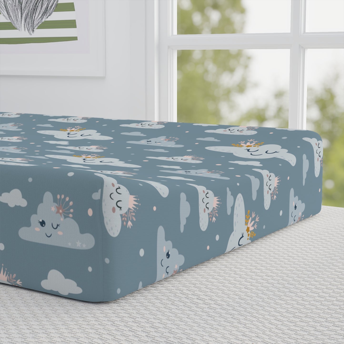 Cute Cloud Baby Changing Pad Cover, Whimsical Baby Changing Pad Cover, Baby Shower Gift, Nursery Decor, Soft Cute Patterns, Gender Neutral Baby Essentials
