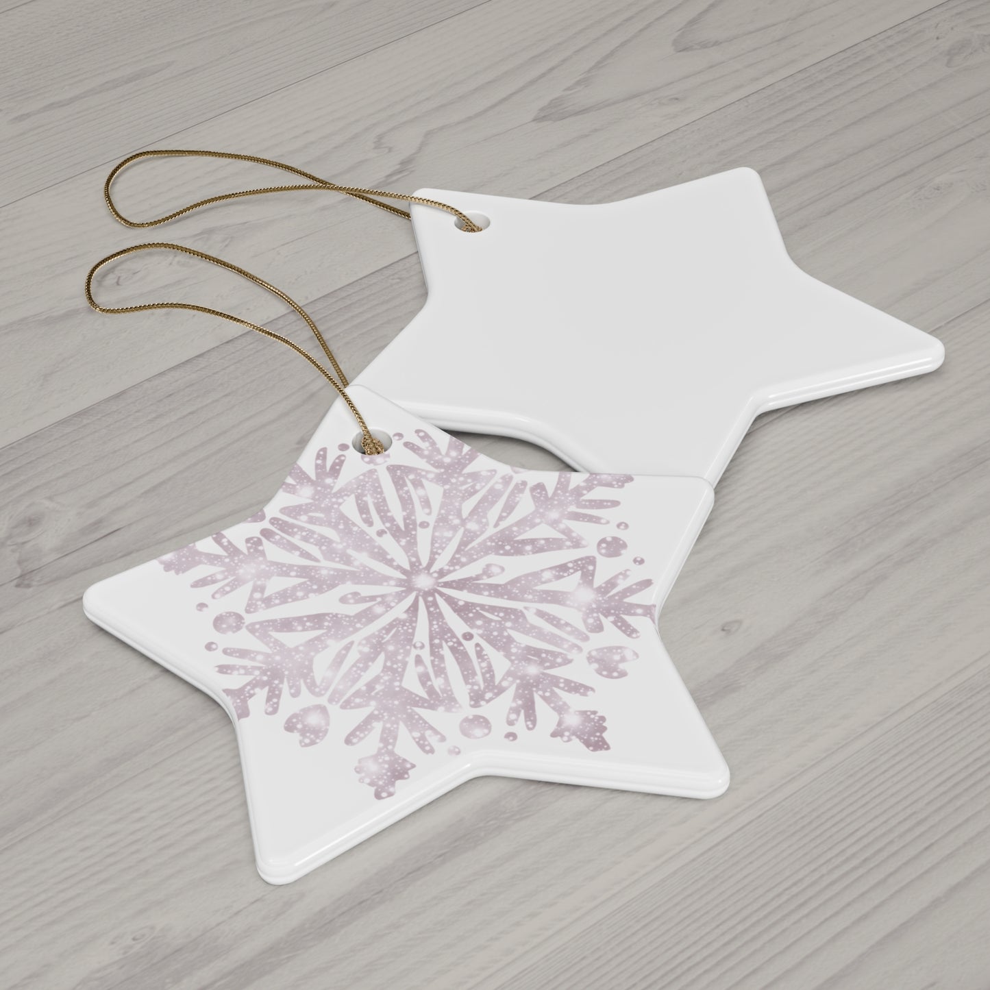 Ceramic Star Ornament - Snowflake Design, Winter Decor, Holiday Decoration, Gift for Christmas, Tree Ornament, Seasonal Decor