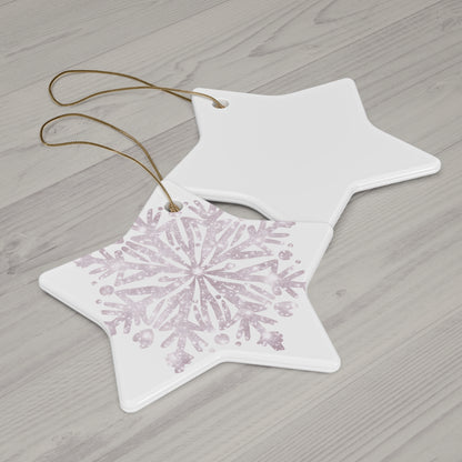 Ceramic Star Ornament - Snowflake Design, Winter Decor, Holiday Decoration, Gift for Christmas, Tree Ornament, Seasonal Decor