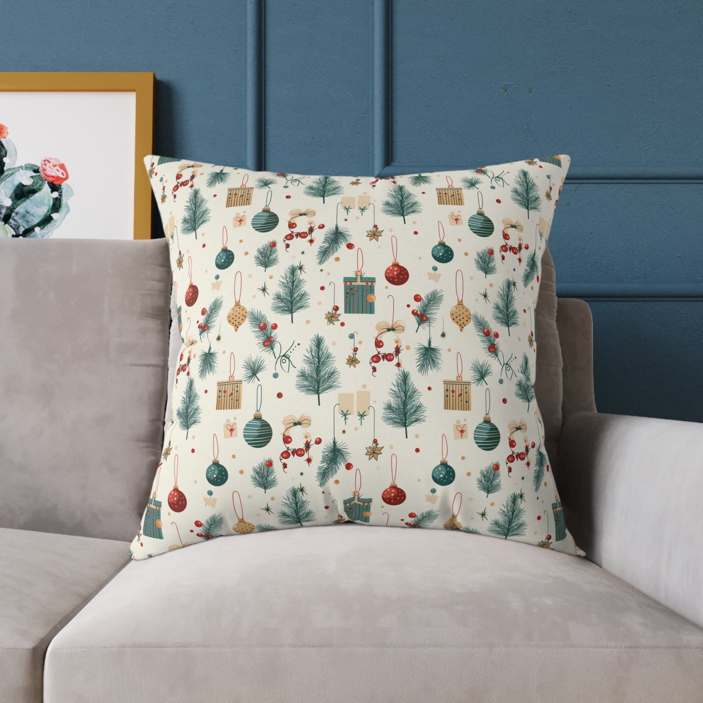 Festive Holiday Pillow, Cozy Home Decor, Christmas Cushion, Winter Throw Pillow, Christmas Living Room Decoration