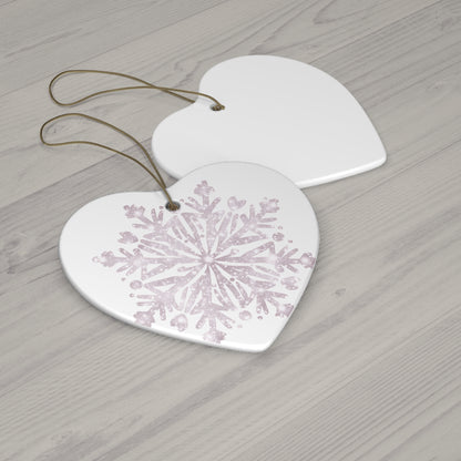 Ceramic Star Ornament - Snowflake Design, Winter Decor, Holiday Decoration, Gift for Christmas, Tree Ornament, Seasonal Decor