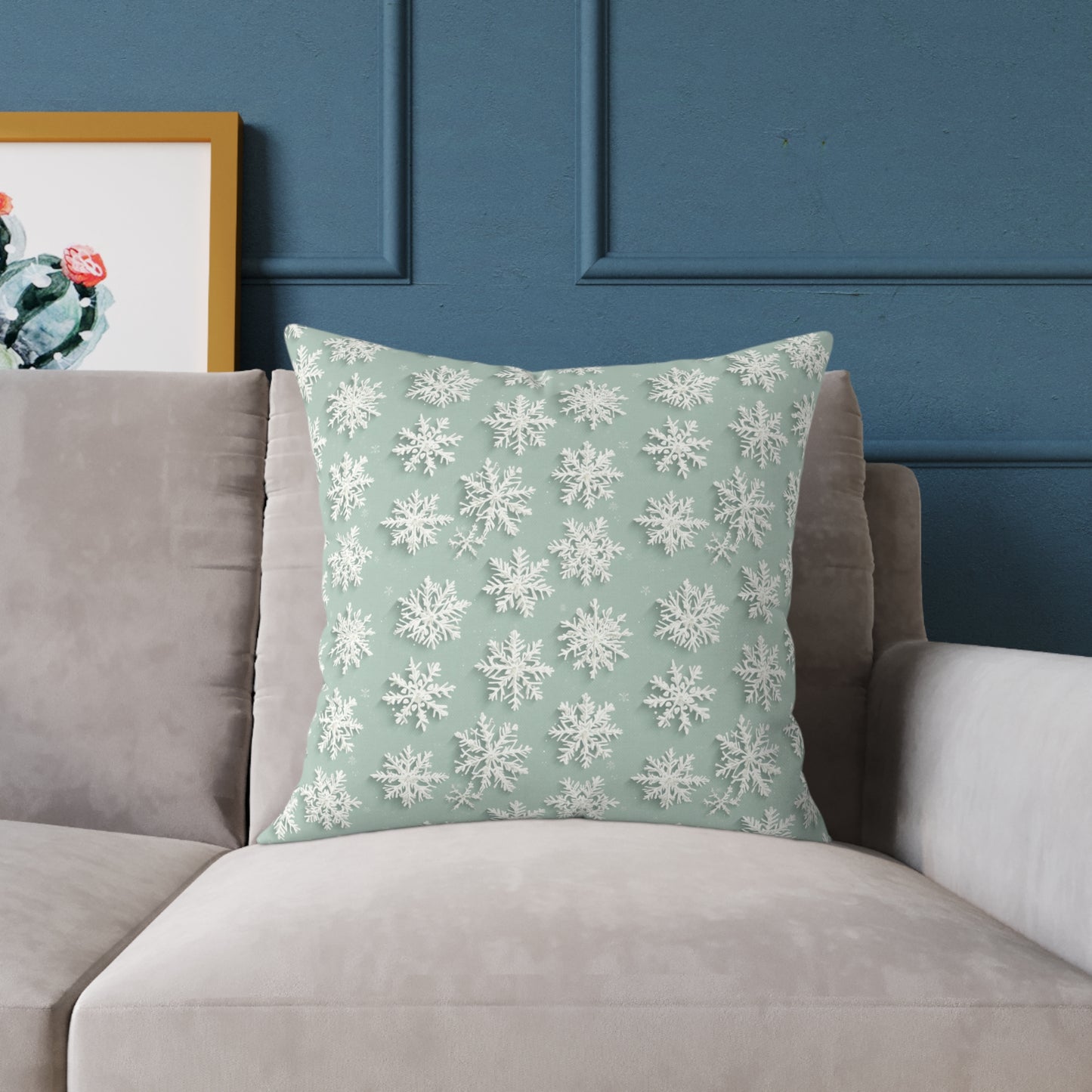 Winter Snowflake Decorative Pillow, Holiday Home Decor, Cozy Couch Cushion, Winter Celebration Gift, Snowy Pattern Pillow