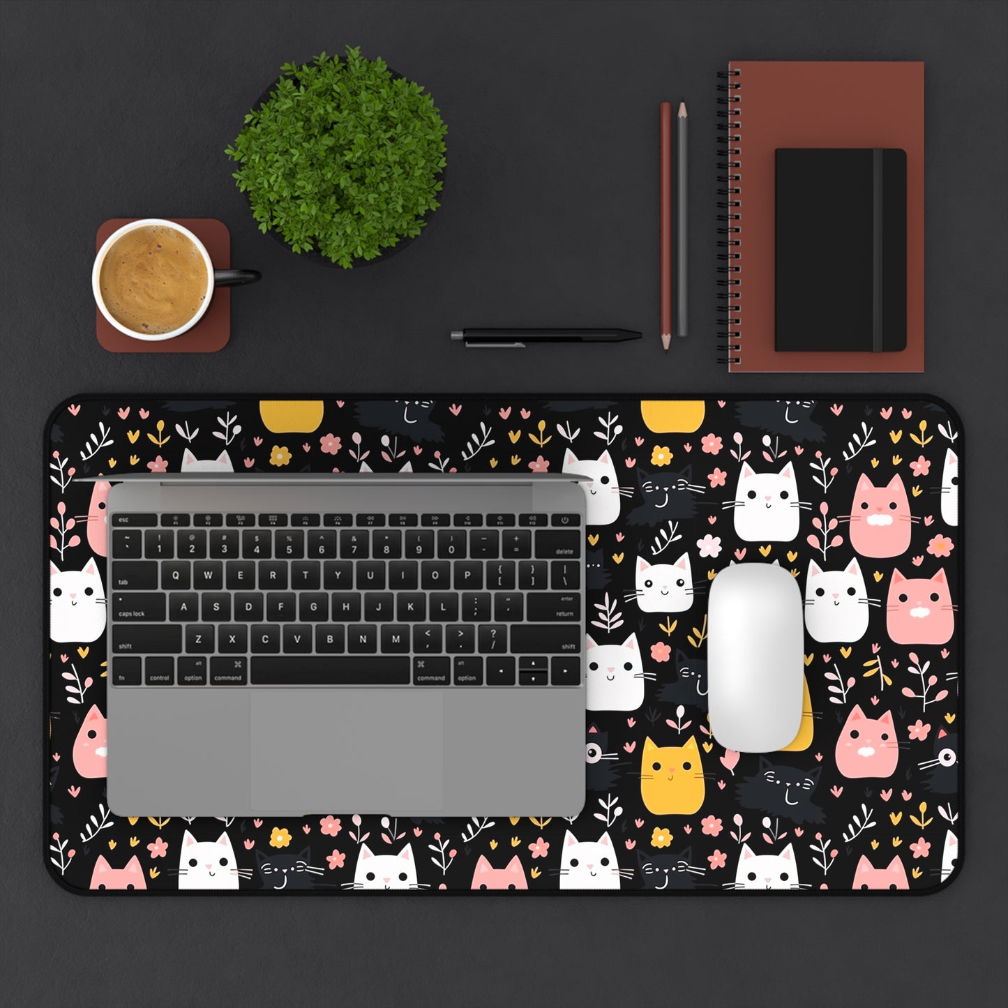 Cute Cat Desk Mat for Home Office, Cat Lover Gift, Animal Themed Desk Accessory, Mouse Pad, Fun Office Decor