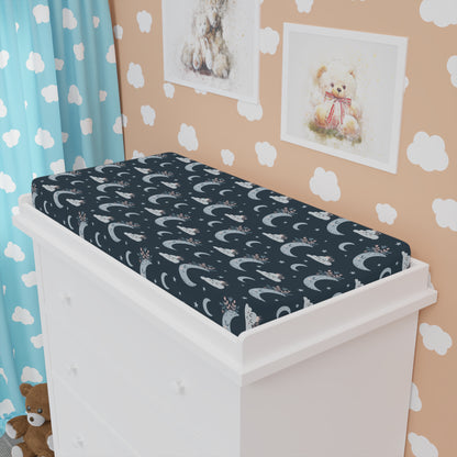 Moonlit Baby Changing Pad Cover, Nursery Decor, Baby Shower Gift, Floral Changing Table Accessory, Unique Baby Gift