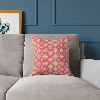 Boho Floral Square Pillow | Cozy Home Decor, Pink Cushion for Living Room, Bohemian Style, Gift for Her