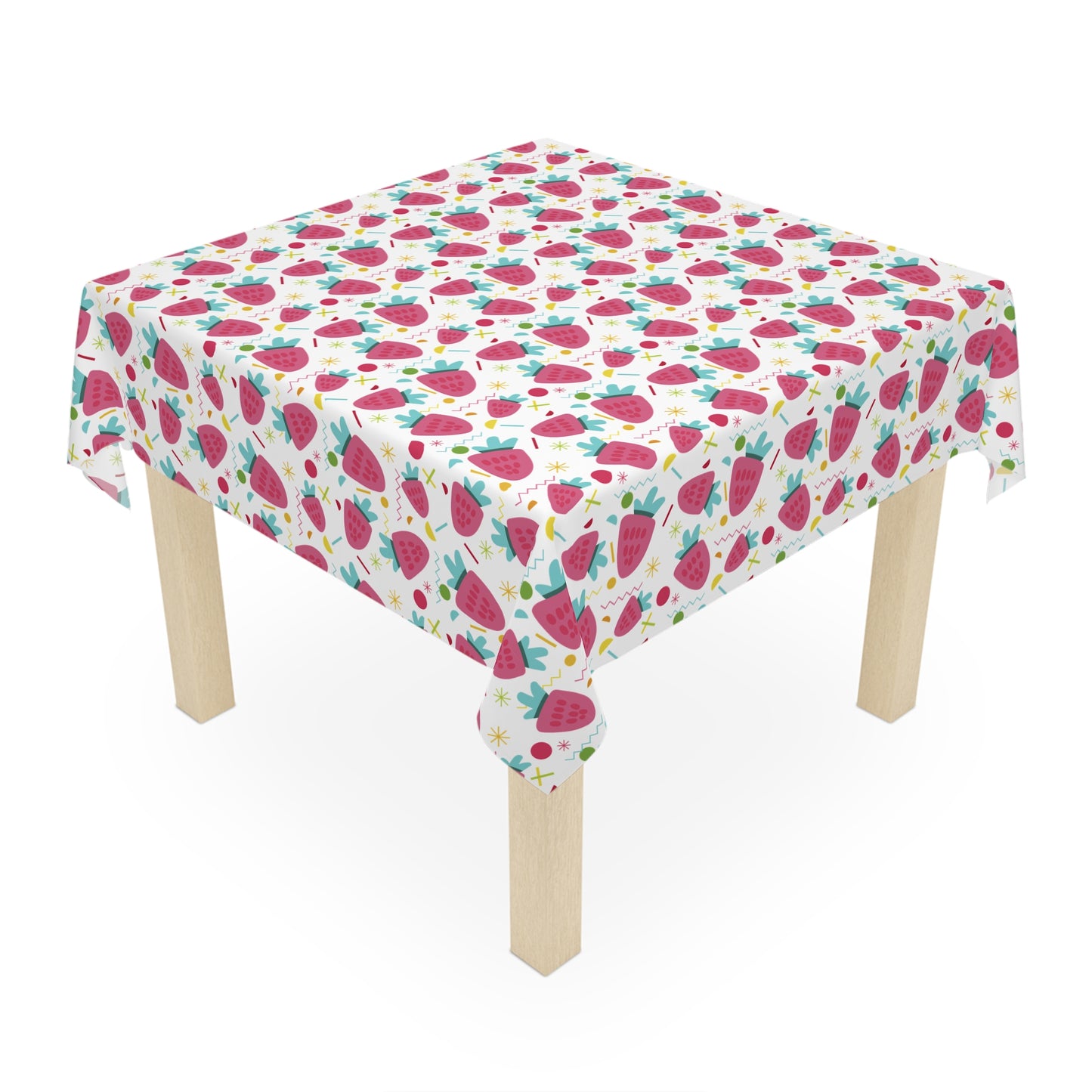 Strawberry Pattern Tablecloth, Picnic Decor, Kitchen Decor, Summer Party, Table Cover, Home Decor,Wrinkle Free Tablecloth, Foldable Tablecloth
