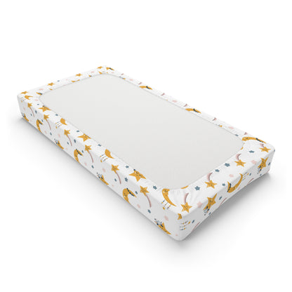 Stars and Moon Baby Changing Pad Cover, Nursery Decor, Baby Shower Gift, Soft Cotton Cover, Night Sky Theme, Gender Neutral Nursery Decor, Newborn Shower Gift