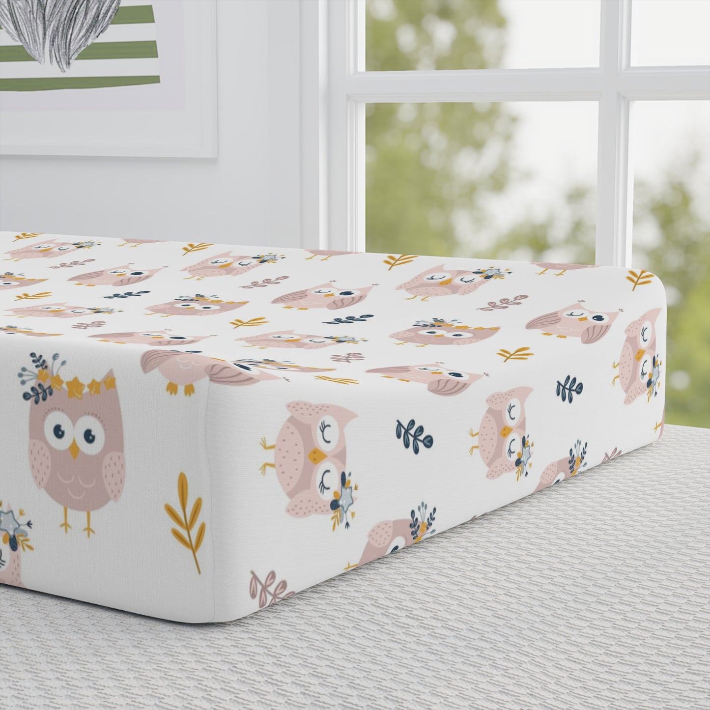 Cute Owl Baby Changing Pad Cover, Nursery Decor, Baby Shower Gift, Eco-Friendly, Soft Cotton Cover, Newborn Shower Gift Idea