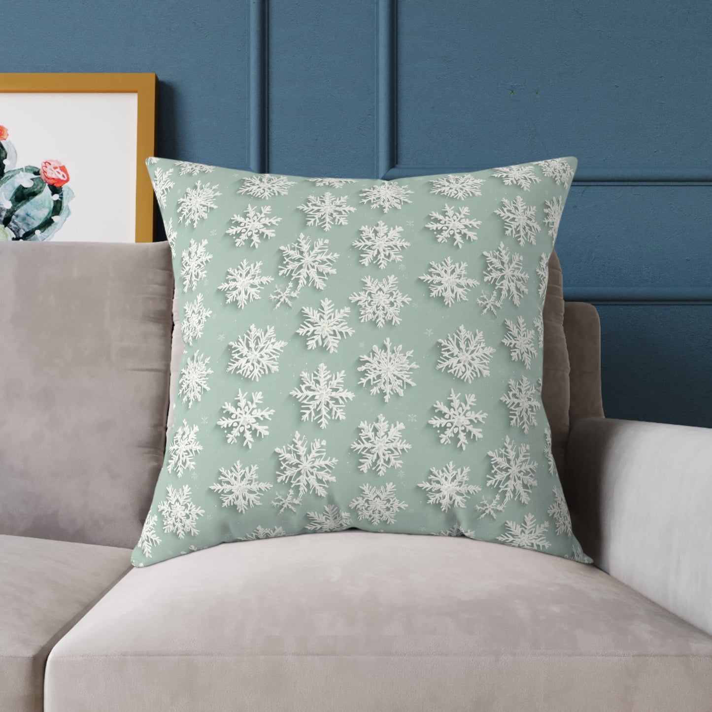 Winter Snowflake Decorative Pillow, Holiday Home Decor, Cozy Couch Cushion, Winter Celebration Gift, Snowy Pattern Pillow