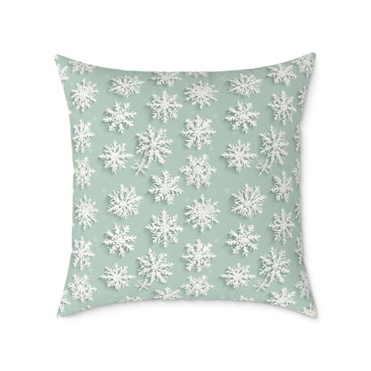 Winter Snowflake Decorative Pillow, Holiday Home Decor, Cozy Couch Cushion, Winter Celebration Gift, Snowy Pattern Pillow