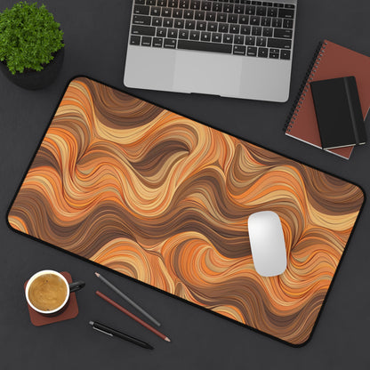 Stylish Orange and Brown Wavy Lines Desk Mat, Office Decor, Work From Home Essentials, Gift for Students, Modern Home Office Accents