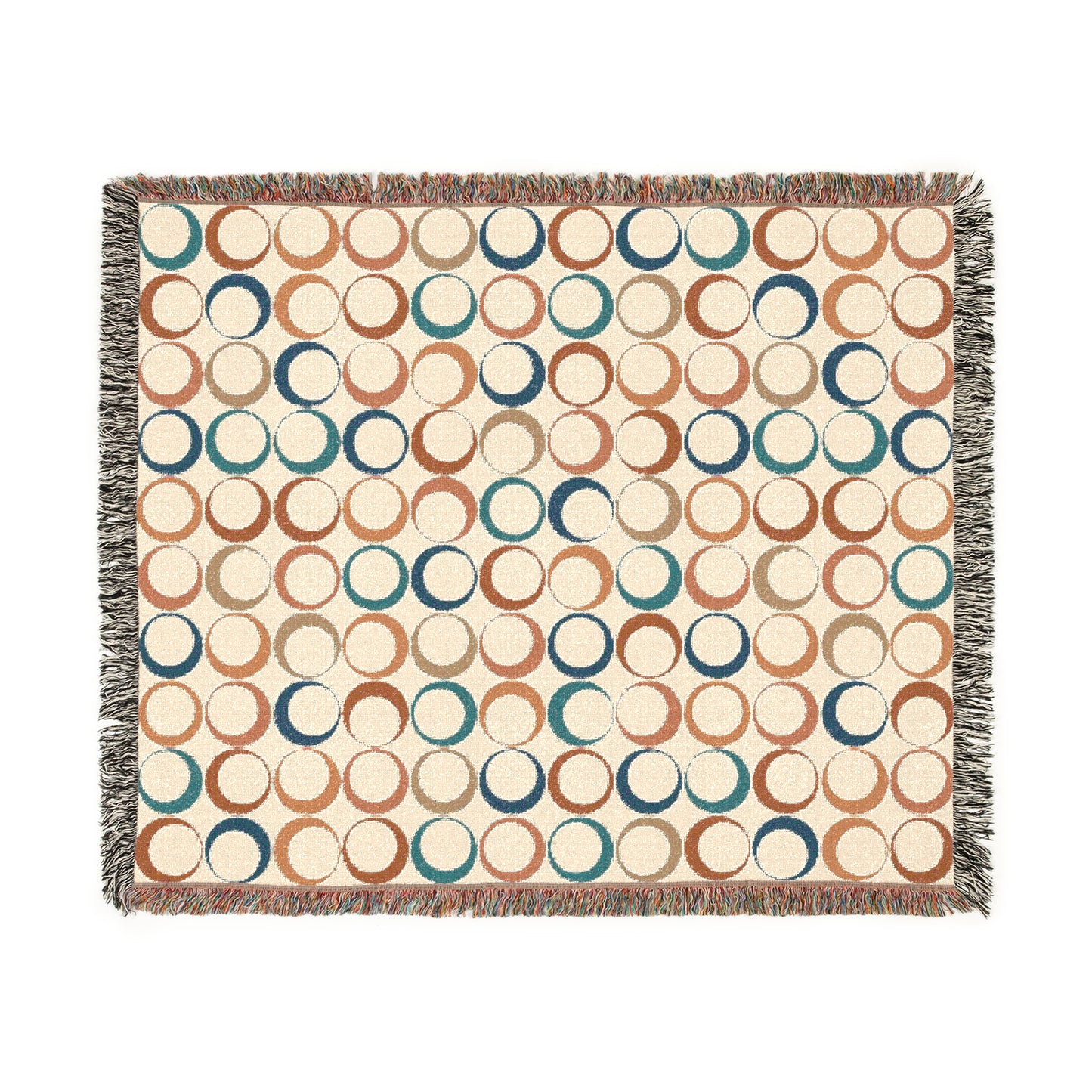Cozy Woven Blanket, Bohemian Home Decor Throw, Circle Pattern Blanket, Boho Gift, Stylish Sofa Throw, Birthday and Holiday Gift