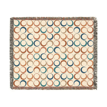 Cozy Woven Blanket, Bohemian Home Decor Throw, Circle Pattern Blanket, Boho Gift, Stylish Sofa Throw, Birthday and Holiday Gift