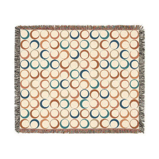 Cozy Woven Blanket, Bohemian Home Decor Throw, Circle Pattern Blanket, Boho Gift, Stylish Sofa Throw, Birthday and Holiday Gift