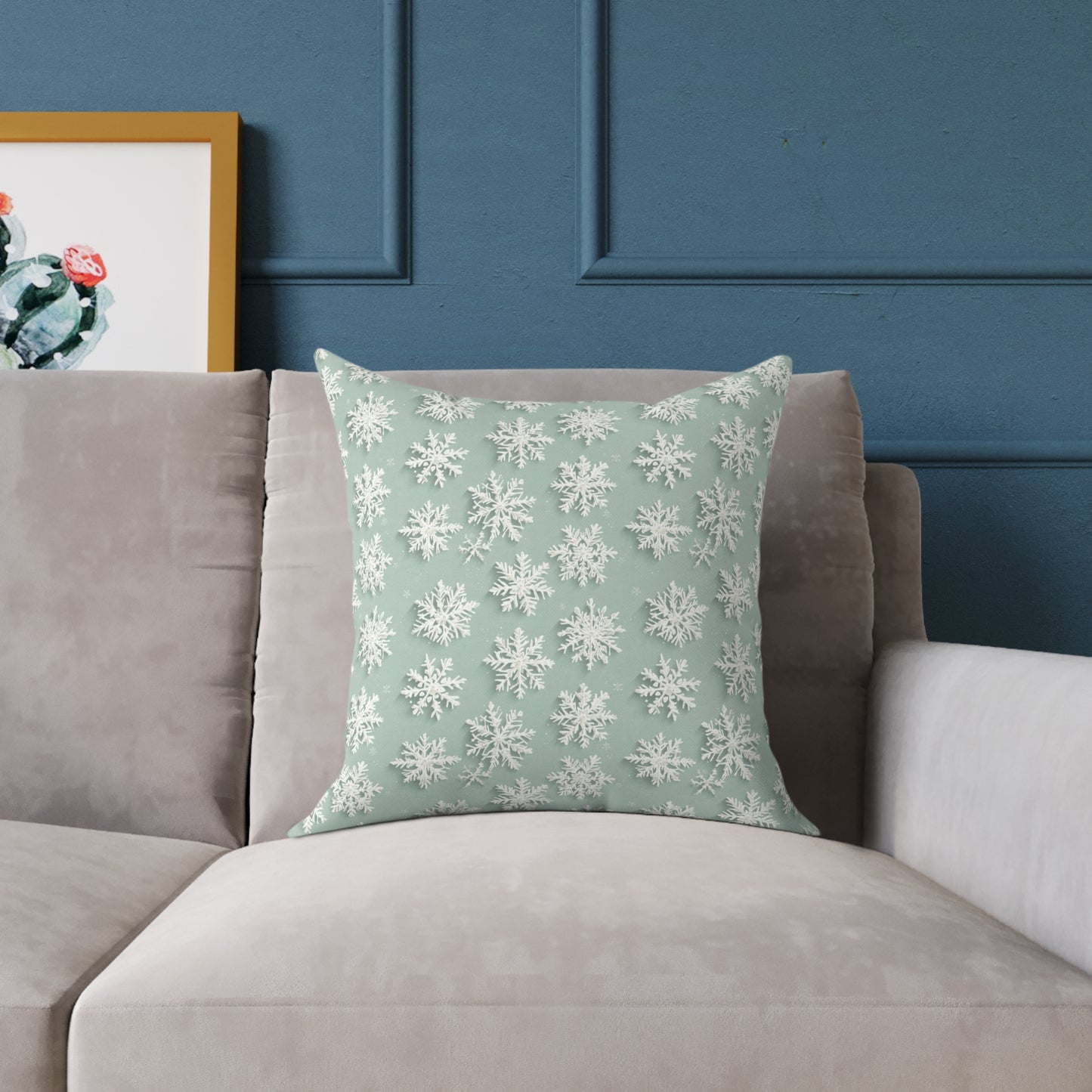 Winter Snowflake Decorative Pillow, Holiday Home Decor, Cozy Couch Cushion, Winter Celebration Gift, Snowy Pattern Pillow