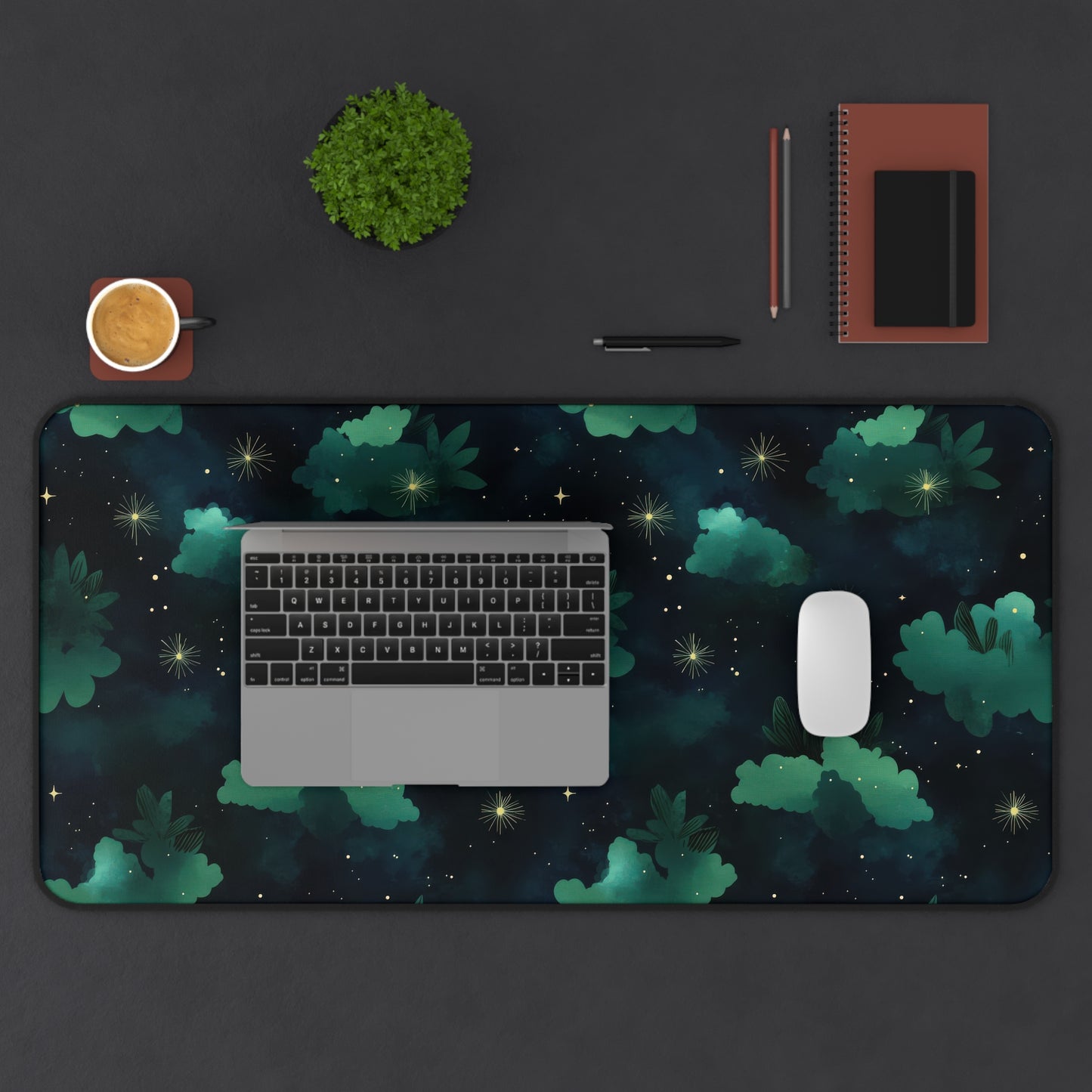 Celestial Forest Desk Mat | Gaming, Office Decor, Gift for Astronomers, Astrology Enthusiasts, Home Workspace