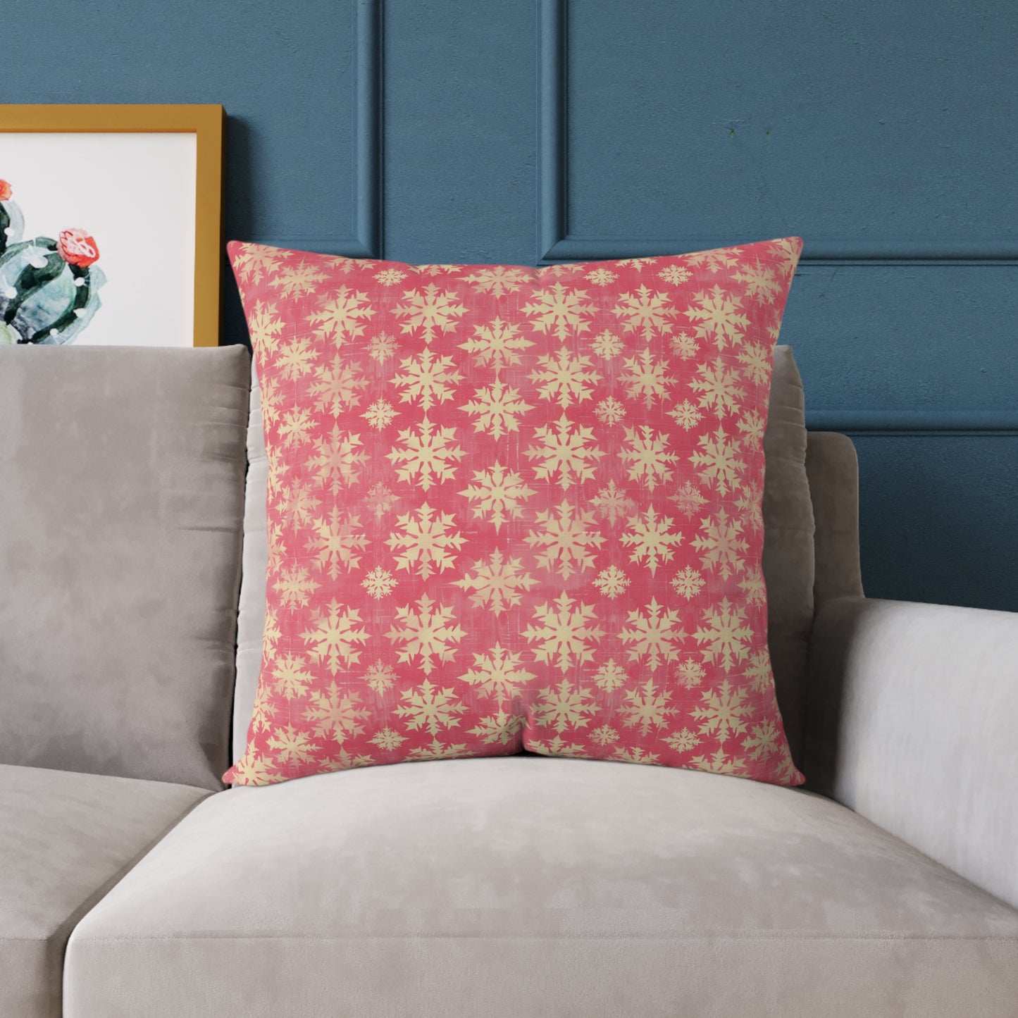 Boho Floral Square Pillow | Cozy Home Decor, Pink Cushion for Living Room, Bohemian Style, Gift for Her