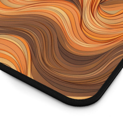 Stylish Orange and Brown Wavy Lines Desk Mat, Office Decor, Work From Home Essentials, Gift for Students, Modern Home Office Accents
