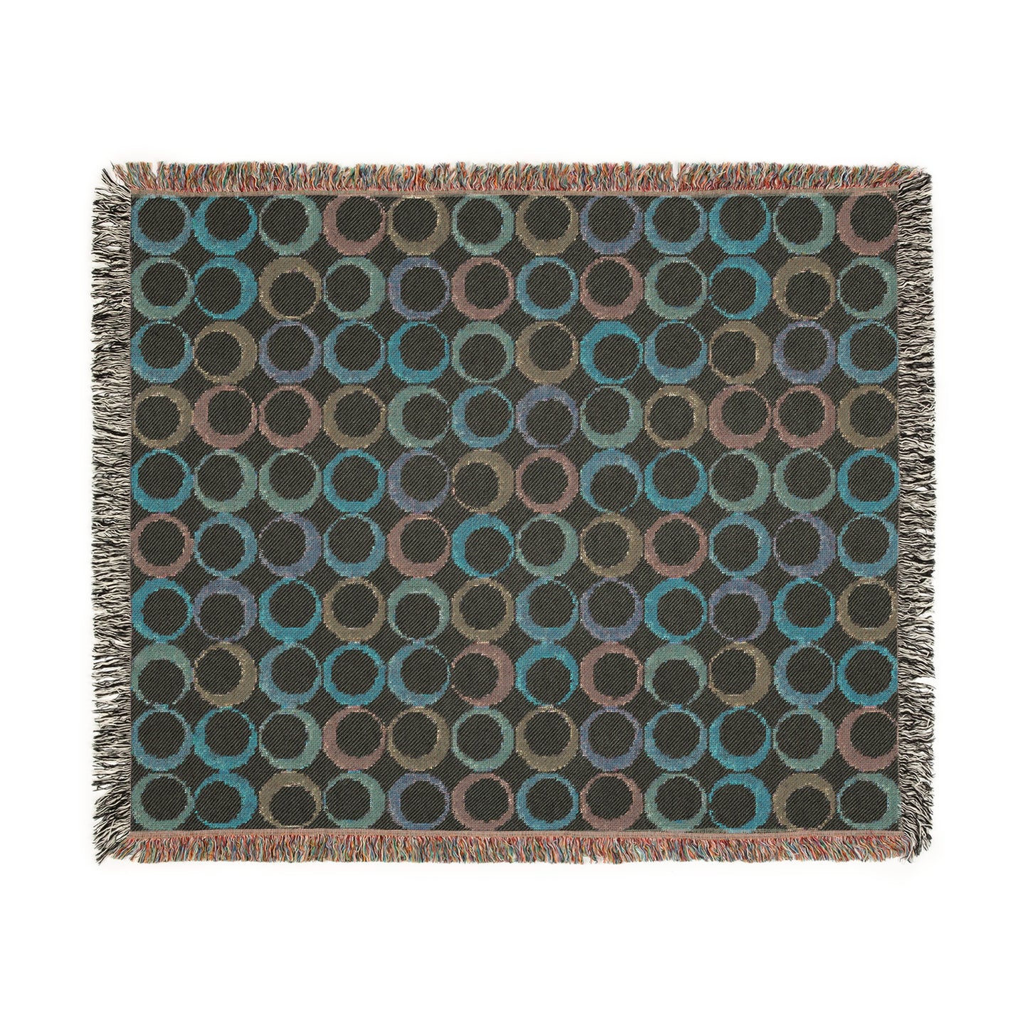 Cozy Woven Blanket, Bohemian Home Decor Throw, Circle Pattern Blanket, Boho Gift, Stylish Sofa Throw, Birthday and Holiday Gift