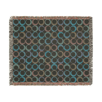 Cozy Woven Blanket, Bohemian Home Decor Throw, Circle Pattern Blanket, Boho Gift, Stylish Sofa Throw, Birthday and Holiday Gift