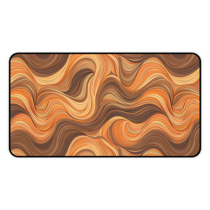 Stylish Orange and Brown Wavy Lines Desk Mat, Office Decor, Work From Home Essentials, Gift for Students, Modern Home Office Accents