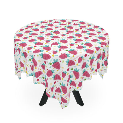 Strawberry Pattern Tablecloth, Picnic Decor, Kitchen Decor, Summer Party, Table Cover, Home Decor,Wrinkle Free Tablecloth, Foldable Tablecloth