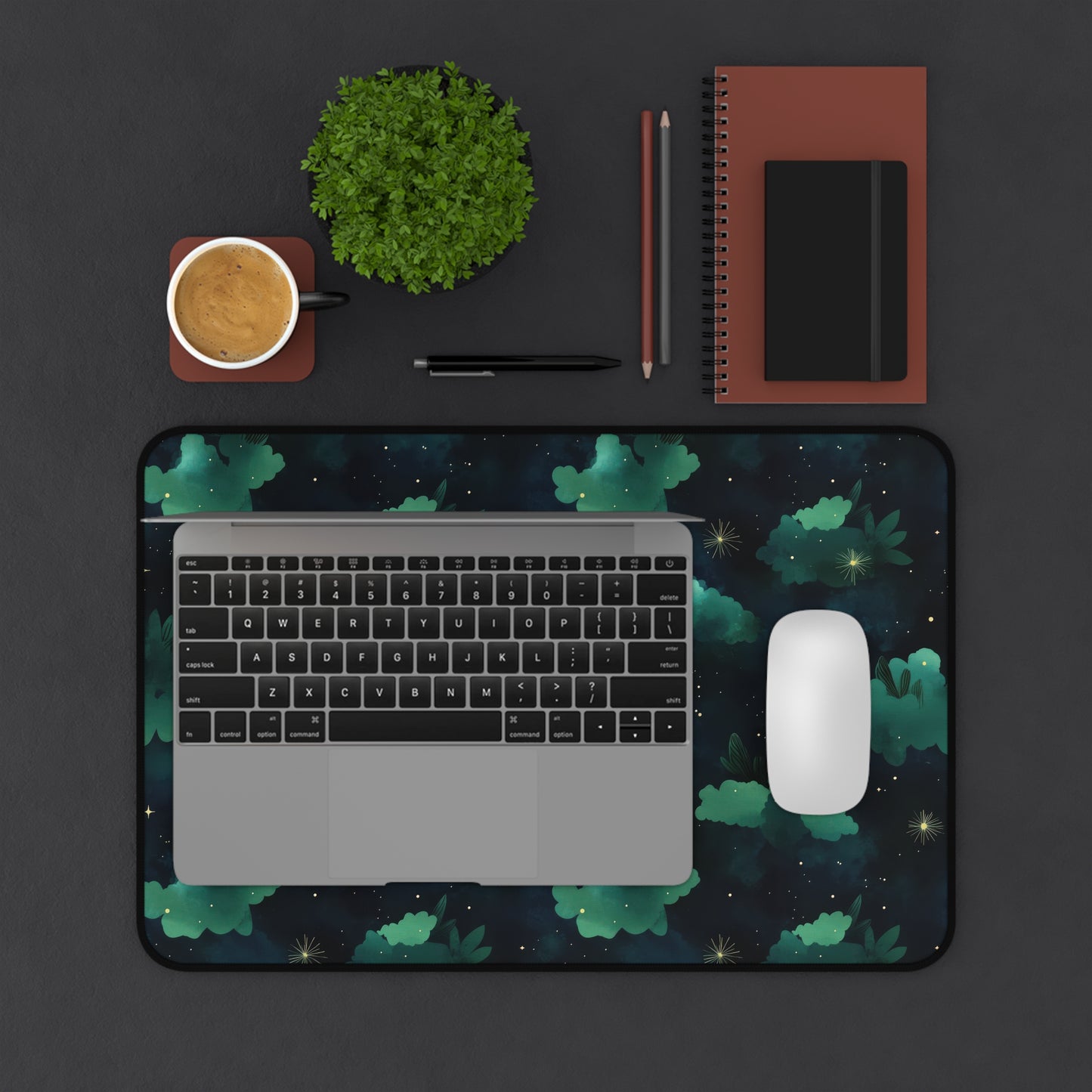 Celestial Forest Desk Mat | Gaming, Office Decor, Gift for Astronomers, Astrology Enthusiasts, Home Workspace