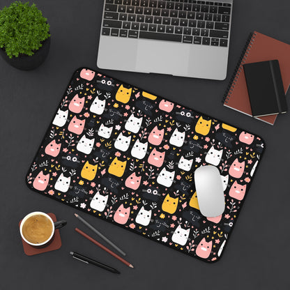 Cute Cat Desk Mat for Home Office, Cat Lover Gift, Animal Themed Desk Accessory, Mouse Pad, Fun Office Decor